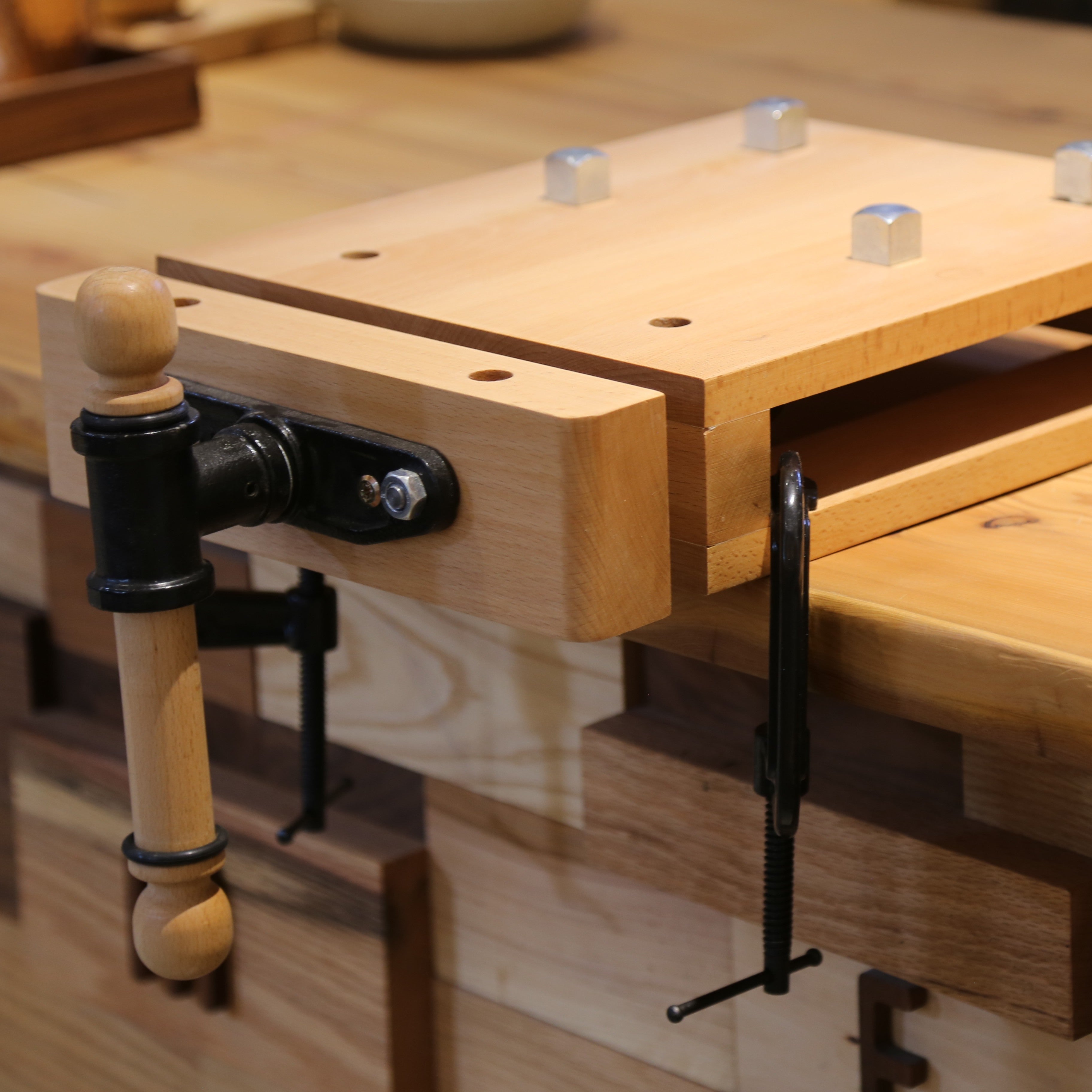 Mini Woodworking Workbench - Small Home DIY Work Table with Versatile Vise & Kids Miniature Woodworking Desk
