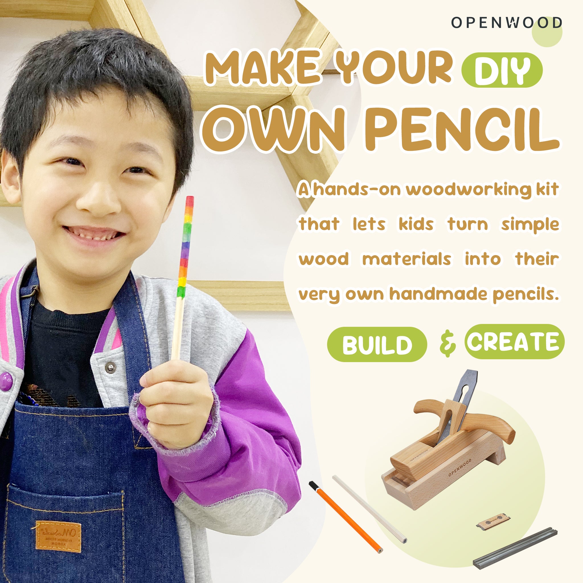 Kids DIY Wooden Pencil Making Kit｜Beginner Woodworking Tools for Hands-On Learning