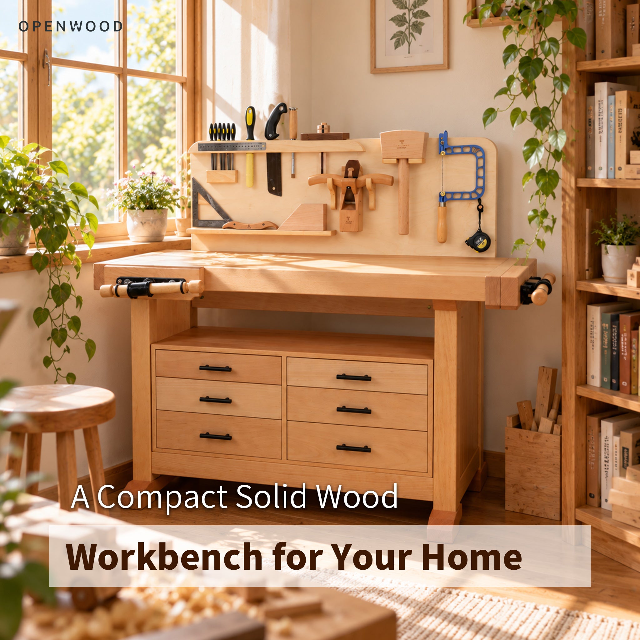 Solid Wood Parent & Kid Workbench for Family DIY Projects