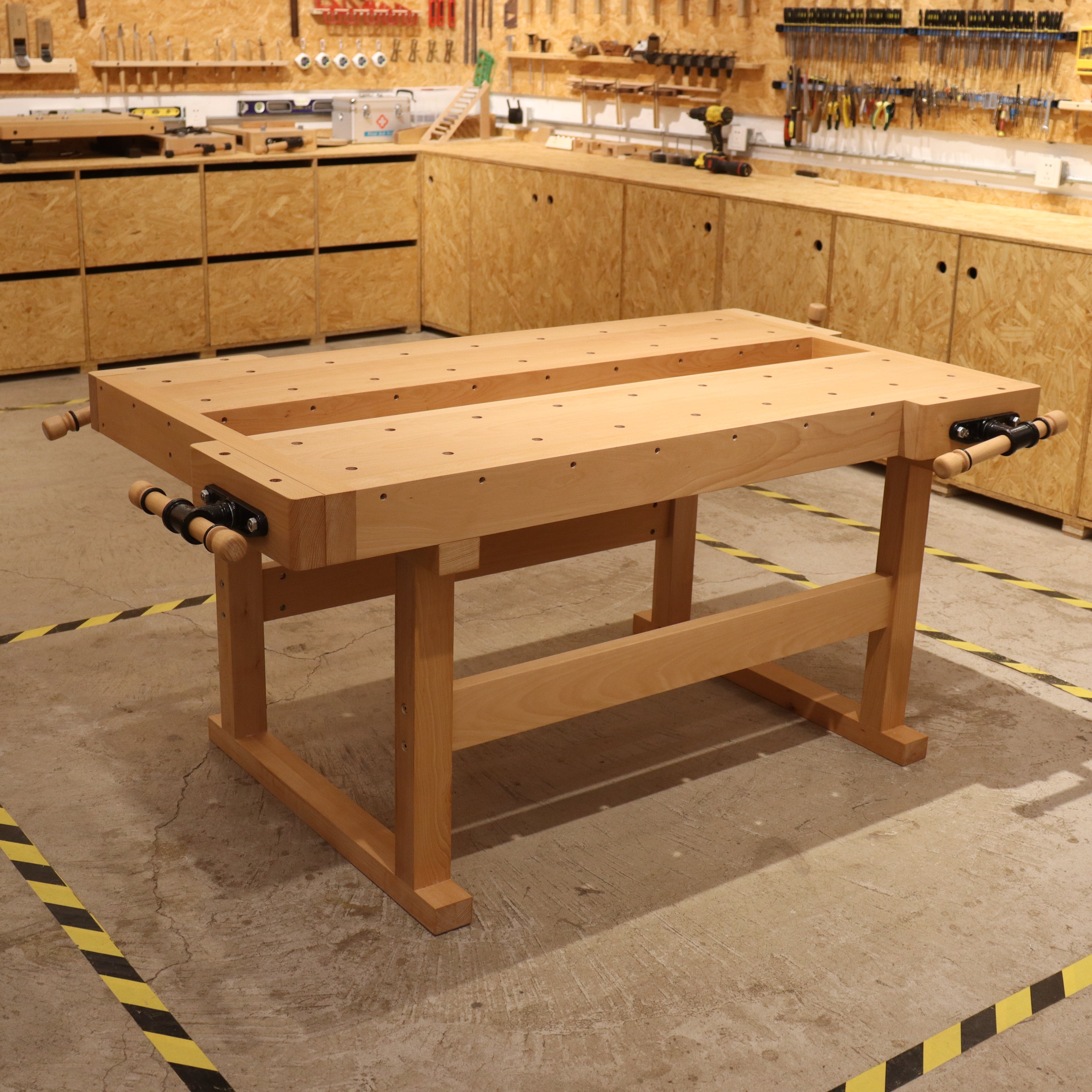 4-Station Woodworking Table - Professional Workbench for School Woodshop Classrooms
