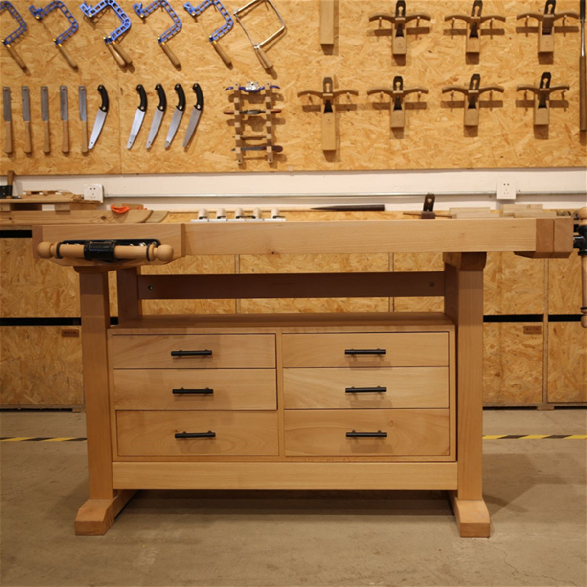 Kids Wooden Workbench with Vise - Solid Wood DIY Work Table with Storage Cabinet, Parent-Child Tool Station for Home Use