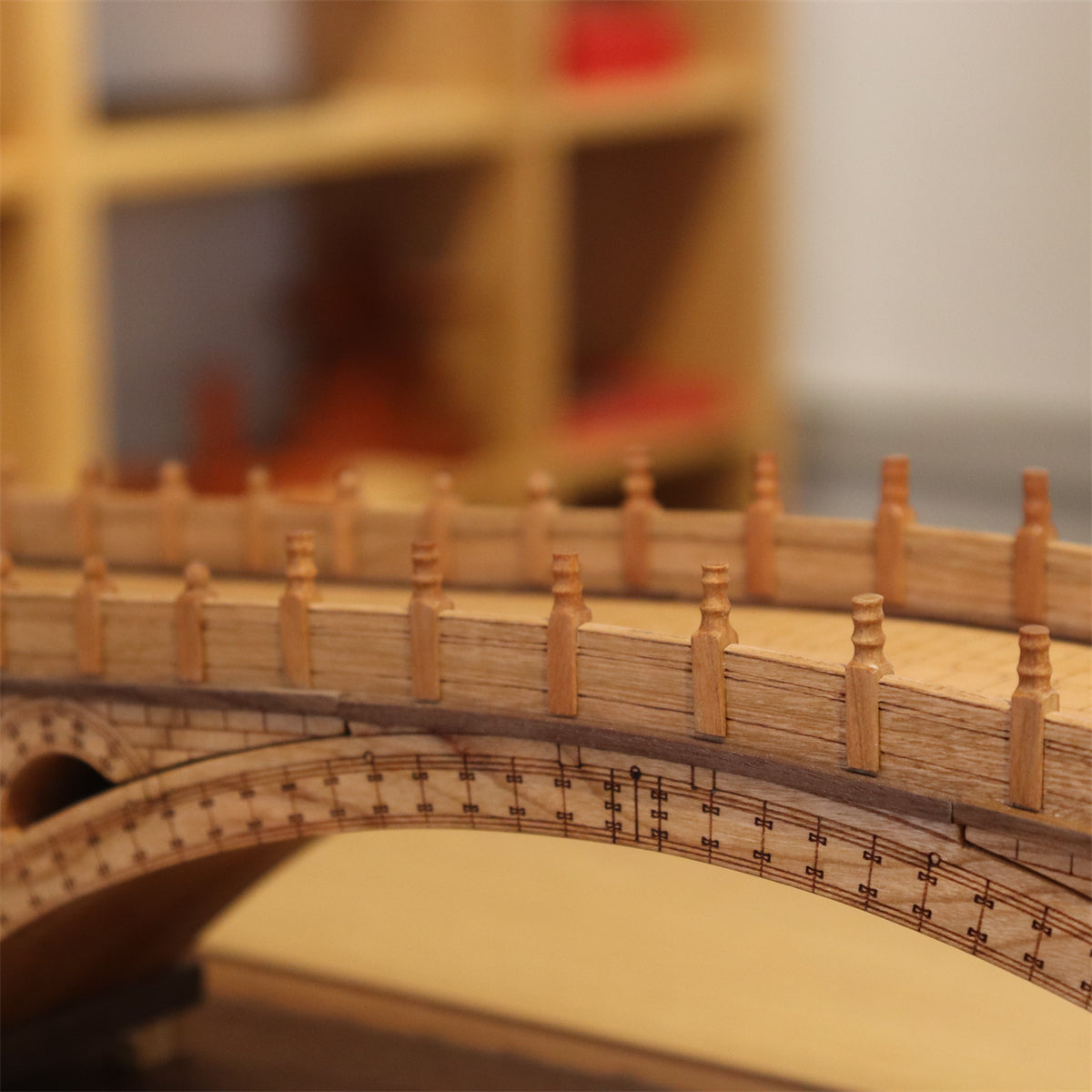 Authentic Chinese Mortise and Tenon Craftsmanship: Zhaozhou Bridge Wooden Building Model - Creative Art Display Piece