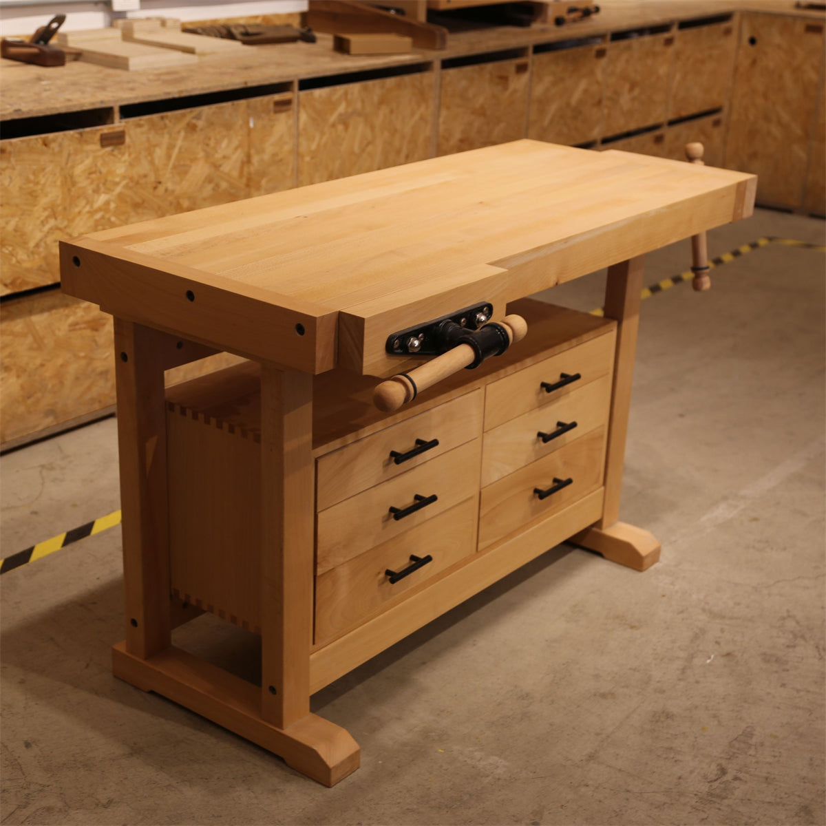 Kids Wooden Workbench with Vise - Solid Wood DIY Work Table with Storage Cabinet, Parent-Child Tool Station for Home Use