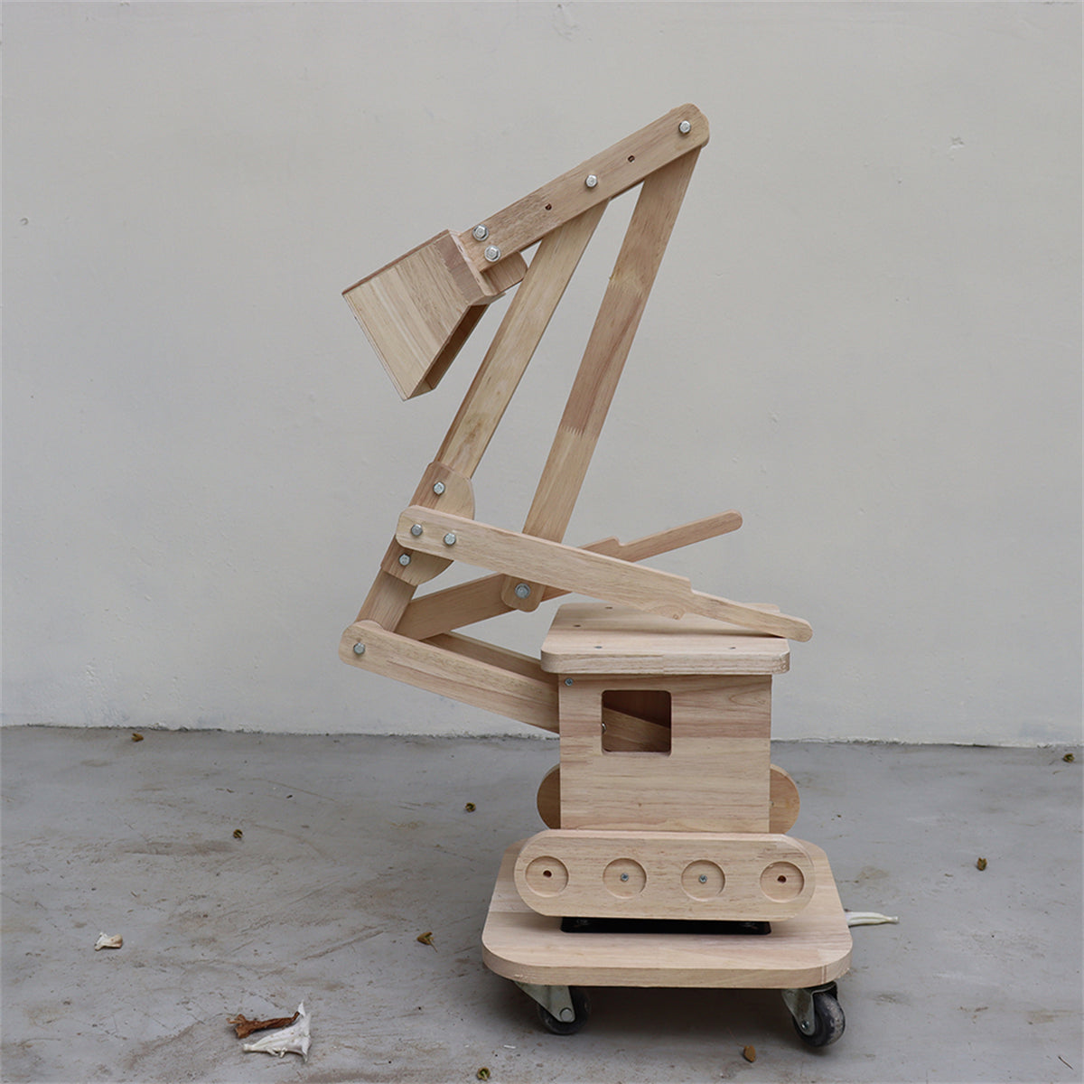 Wooden Excavator Model - DIY Creative Woodworking Construction Vehicle Kit - Retro Mechanical Art Toy