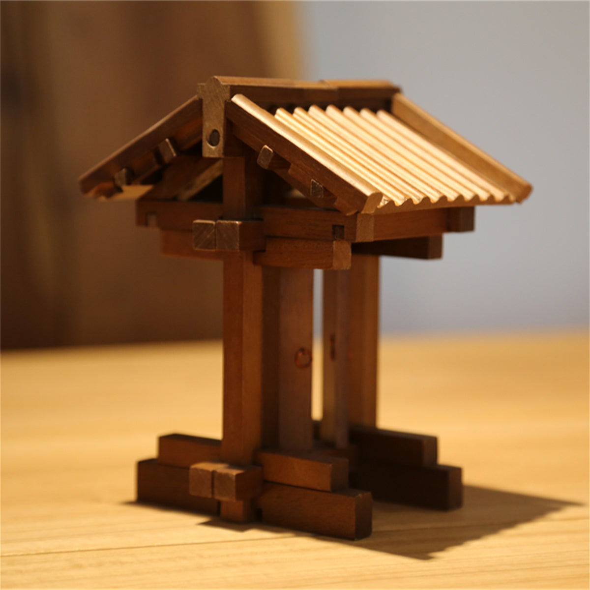 Traditional Chinese Mortise and Tenon Gate Model - DIY Wooden Puzzle & Creative Solid Wood Home Decor