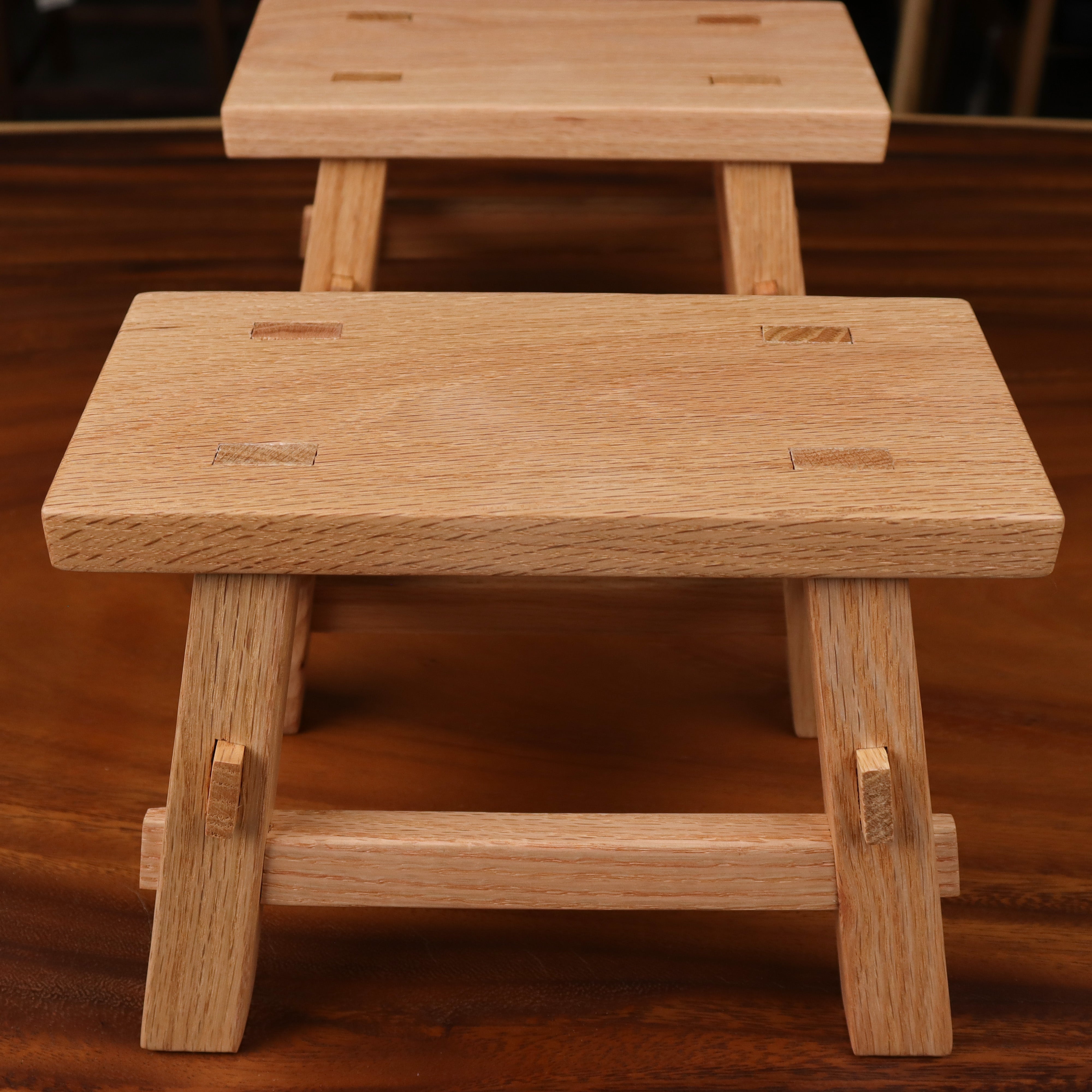 Traditional Woodworking Apprentice Stool - Reusable DIY Assembly Kit, Solid Red Oak or Ash Wood Stool