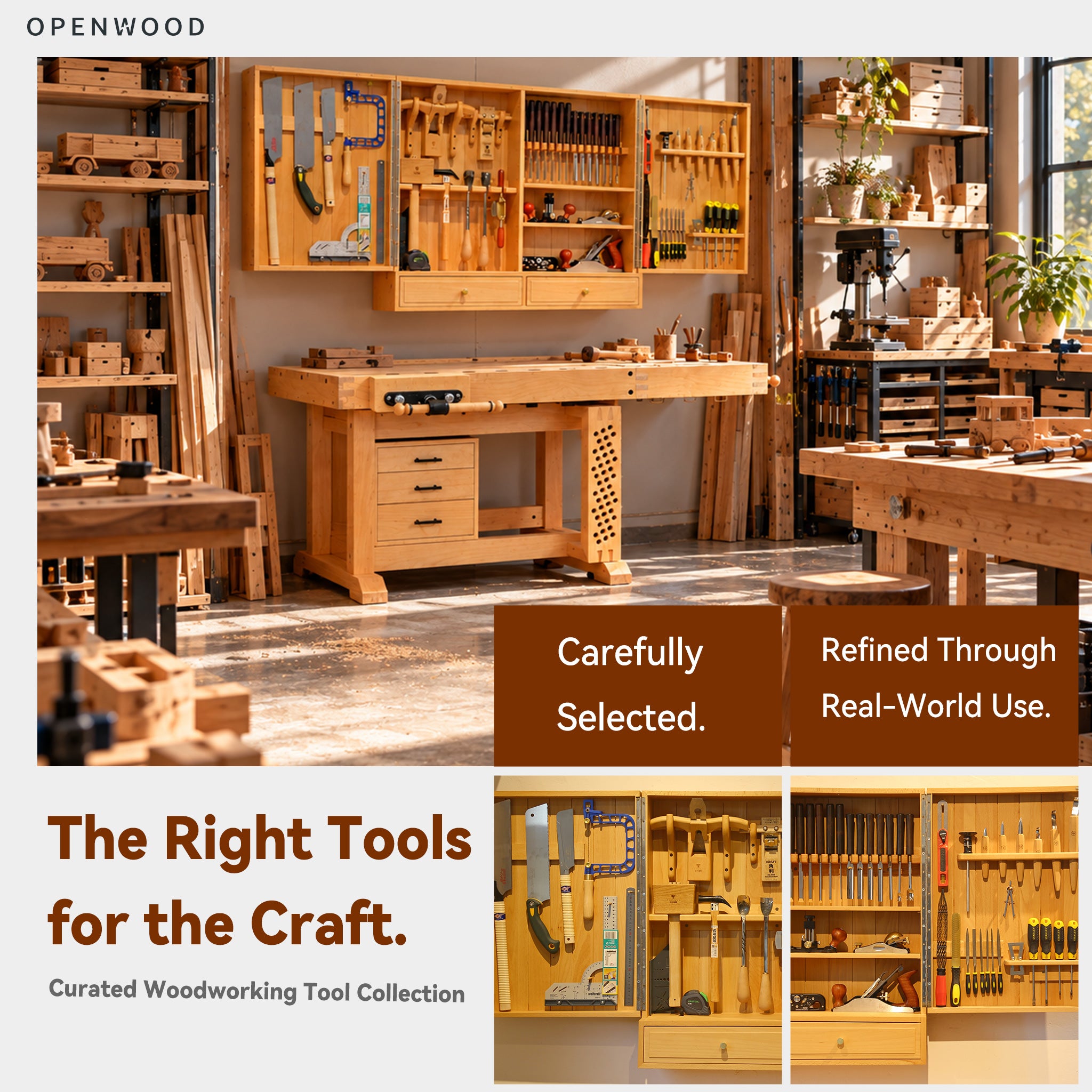Professional Woodworking Workbench with Modular Tool Storage