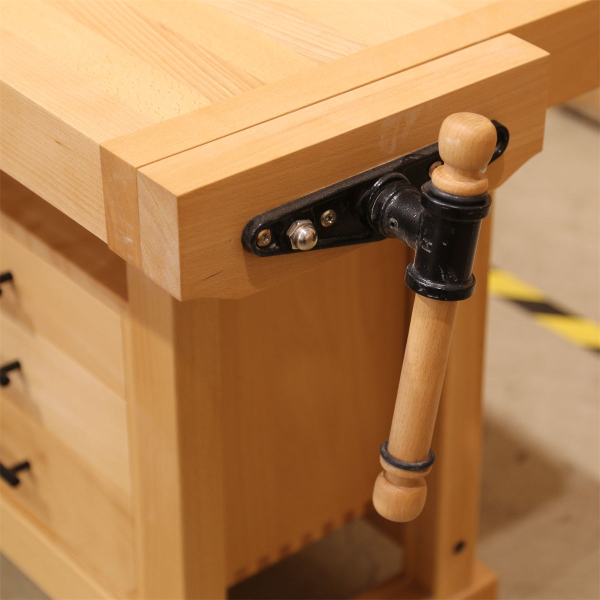 Kids Wooden Workbench with Vise - Solid Wood DIY Work Table with Storage Cabinet, Parent-Child Tool Station for Home Use