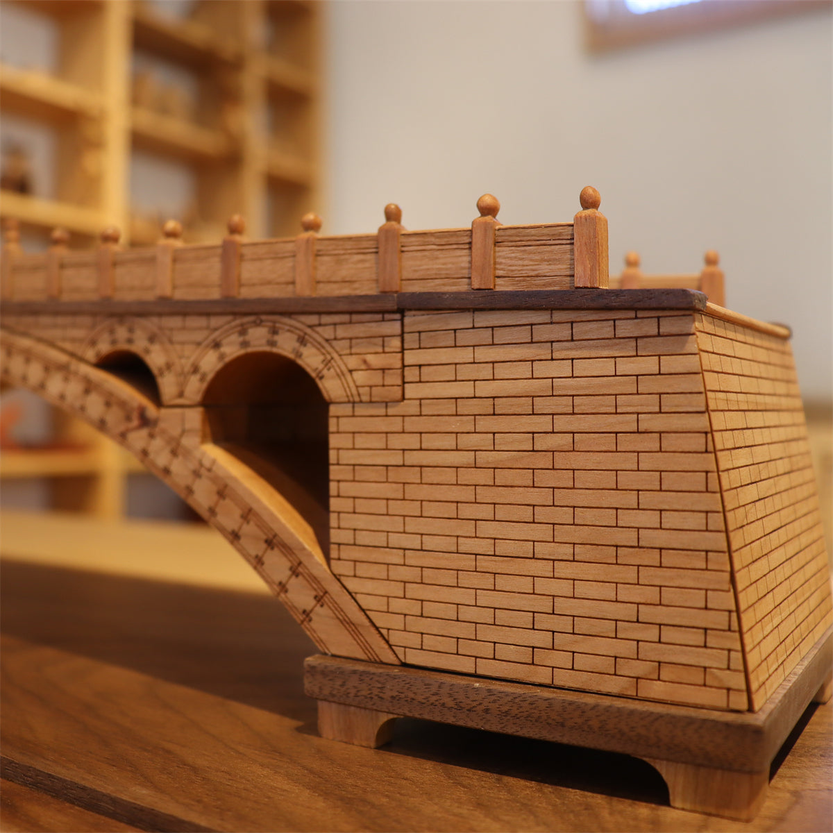 Authentic Chinese Mortise and Tenon Craftsmanship: Zhaozhou Bridge Wooden Building Model - Creative Art Display Piece