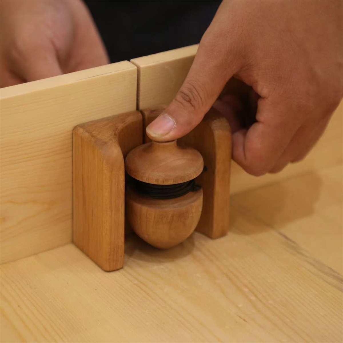 Wooden Spinning Top Board Game - 3-Level Challenge Tabletop Game for Kids & Adults, Bar & Cafe Entertainment