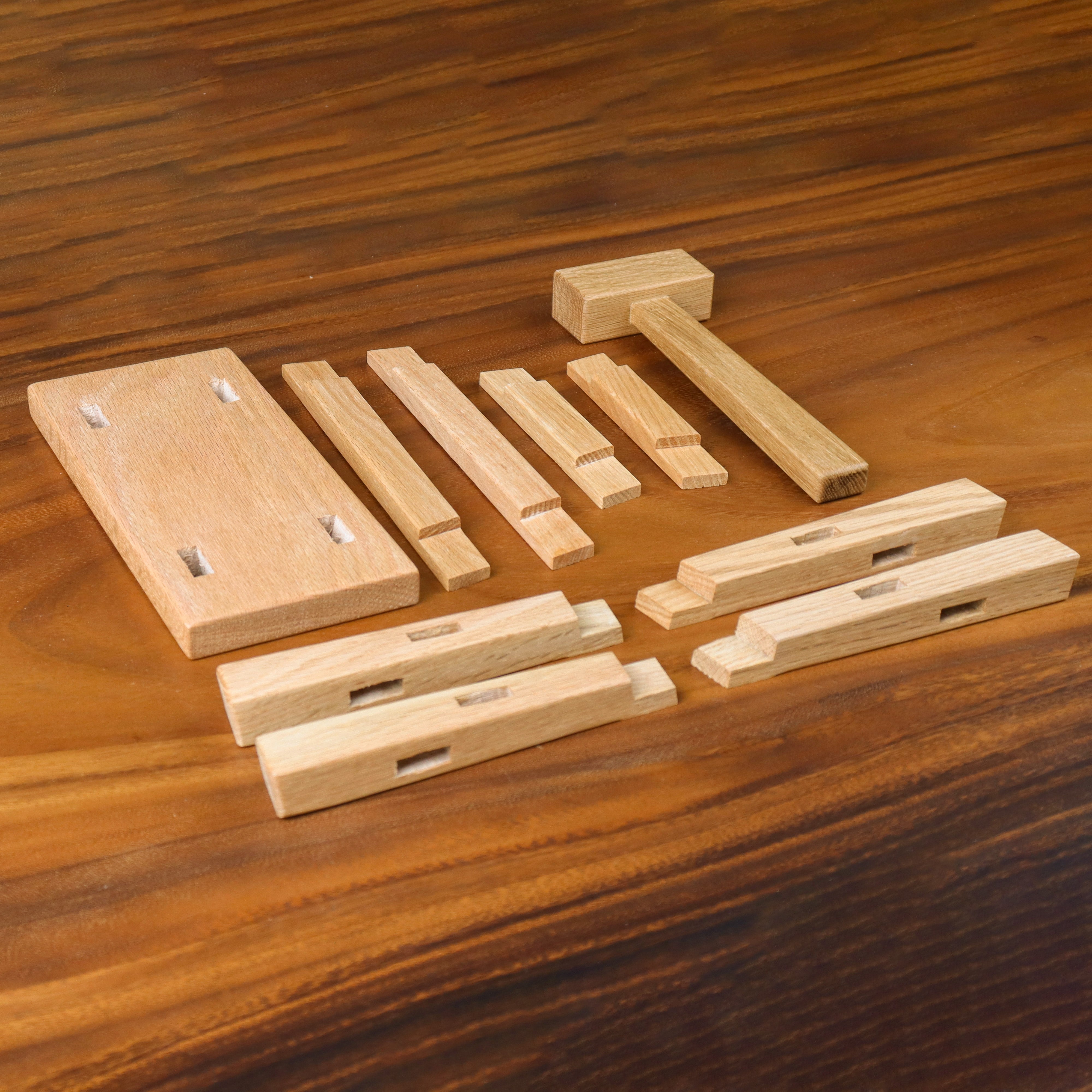 Traditional Woodworking Apprentice Stool - Reusable DIY Assembly Kit, Solid Red Oak or Ash Wood Stool