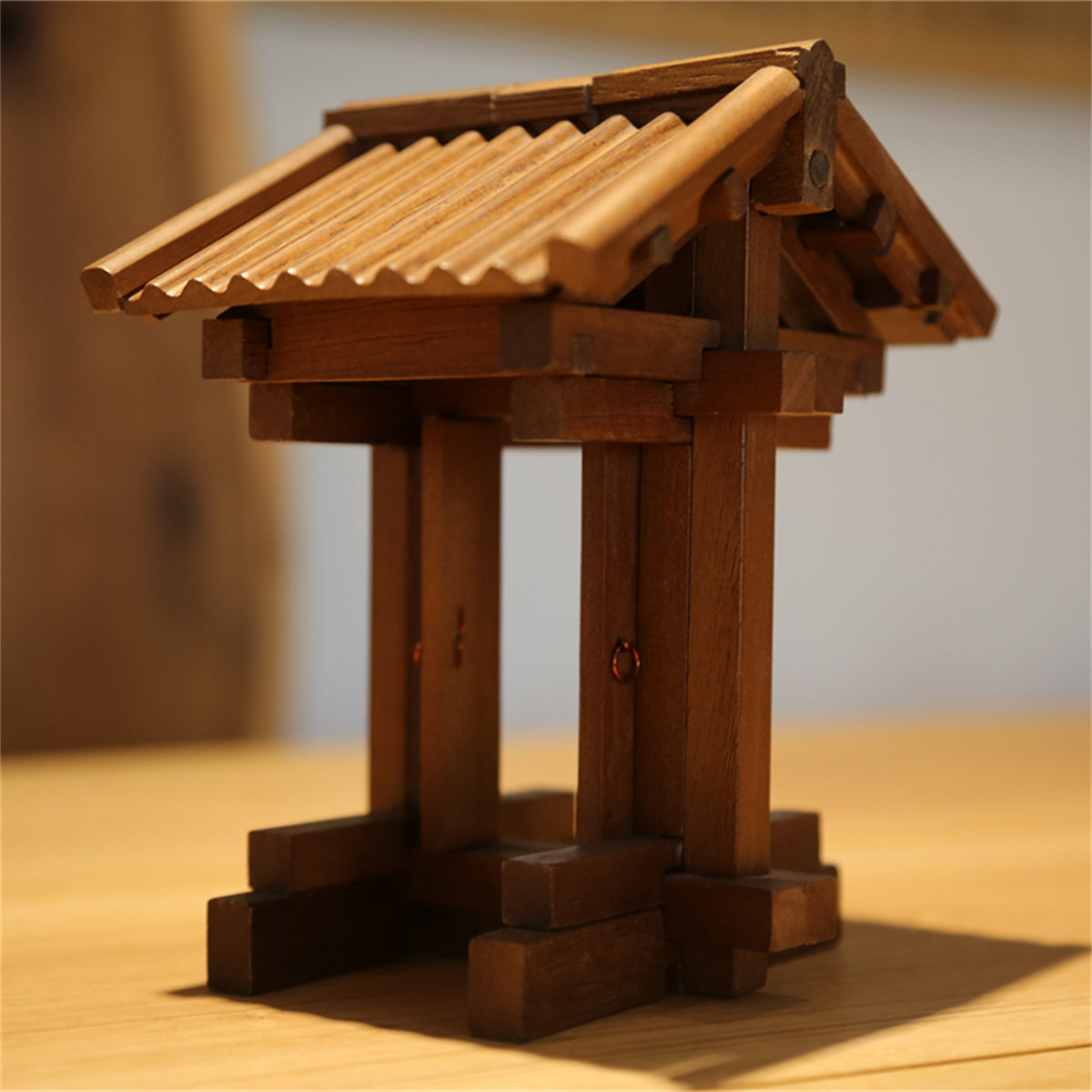 Traditional Chinese Mortise and Tenon Gate Model - DIY Wooden Puzzle & Creative Solid Wood Home Decor