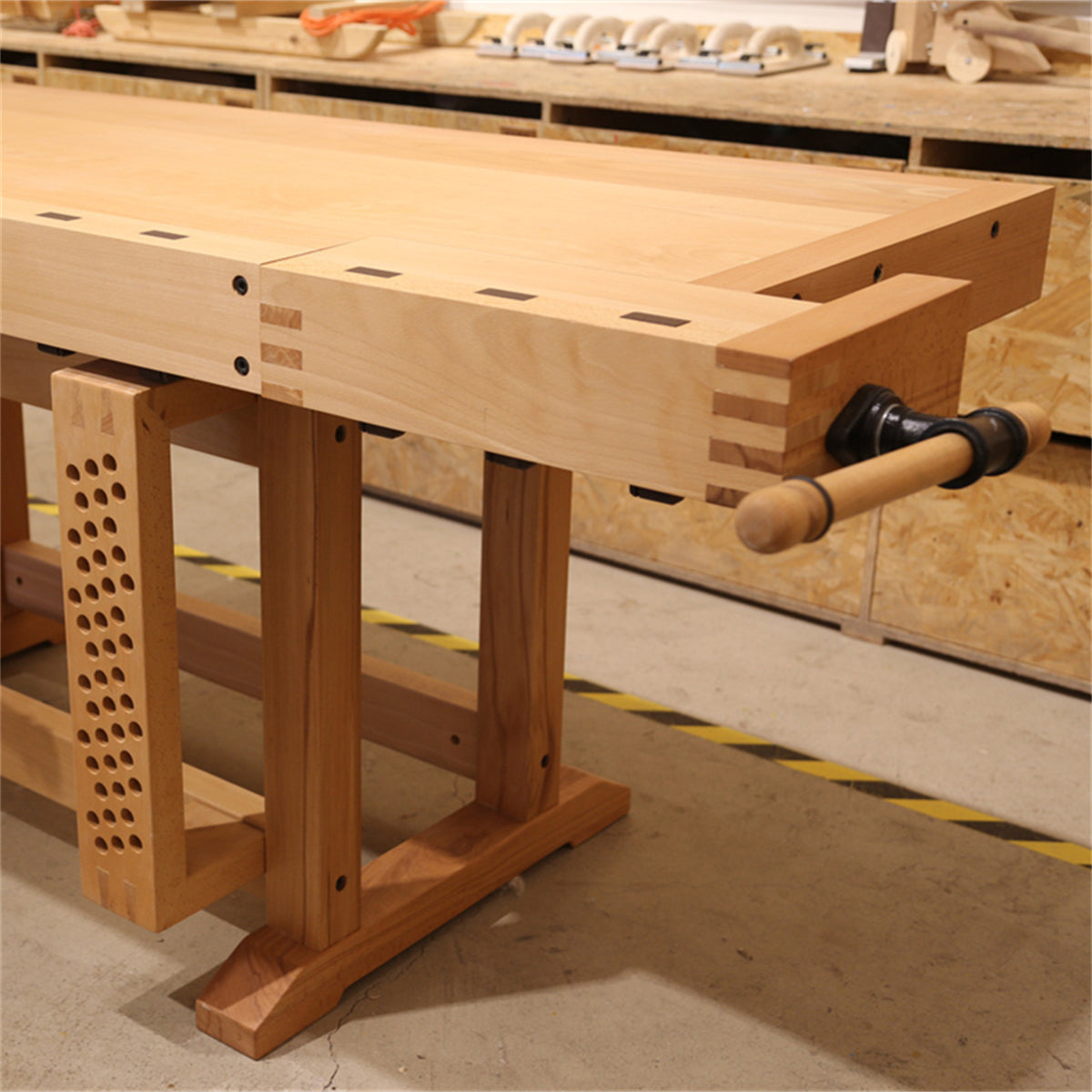 Multifunctional Solid Wood Workbench with Storage Cabinet - Professional Woodworking Sawing Table & Repair Station