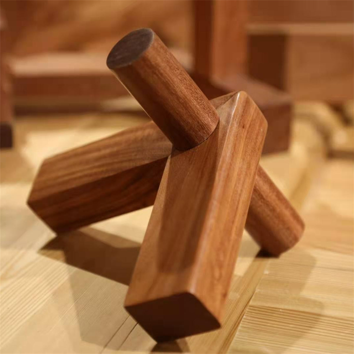 33-Piece Traditional Chinese Mortise and Tenon Structure Model - Red Rosewood Woodworking Educational Kit & Classic Puzzle
