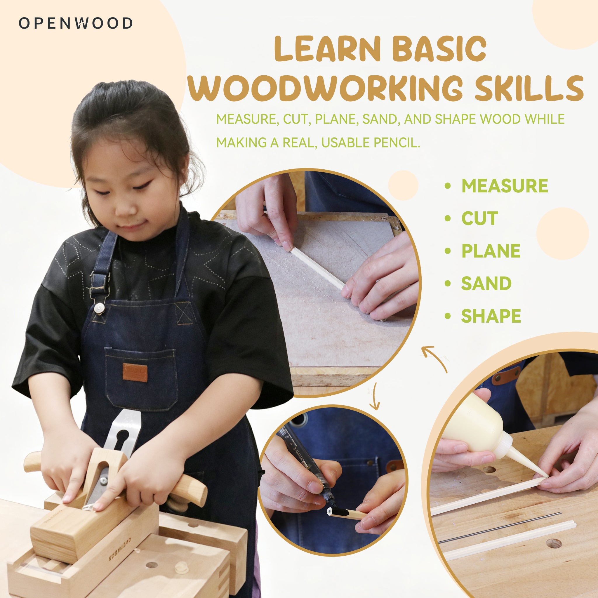 Kids DIY Wooden Pencil Making Kit｜Beginner Woodworking Tools for Hands-On Learning