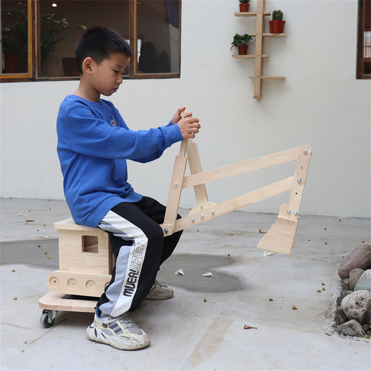 Wooden Excavator Model - DIY Creative Woodworking Construction Vehicle Kit - Retro Mechanical Art Toy
