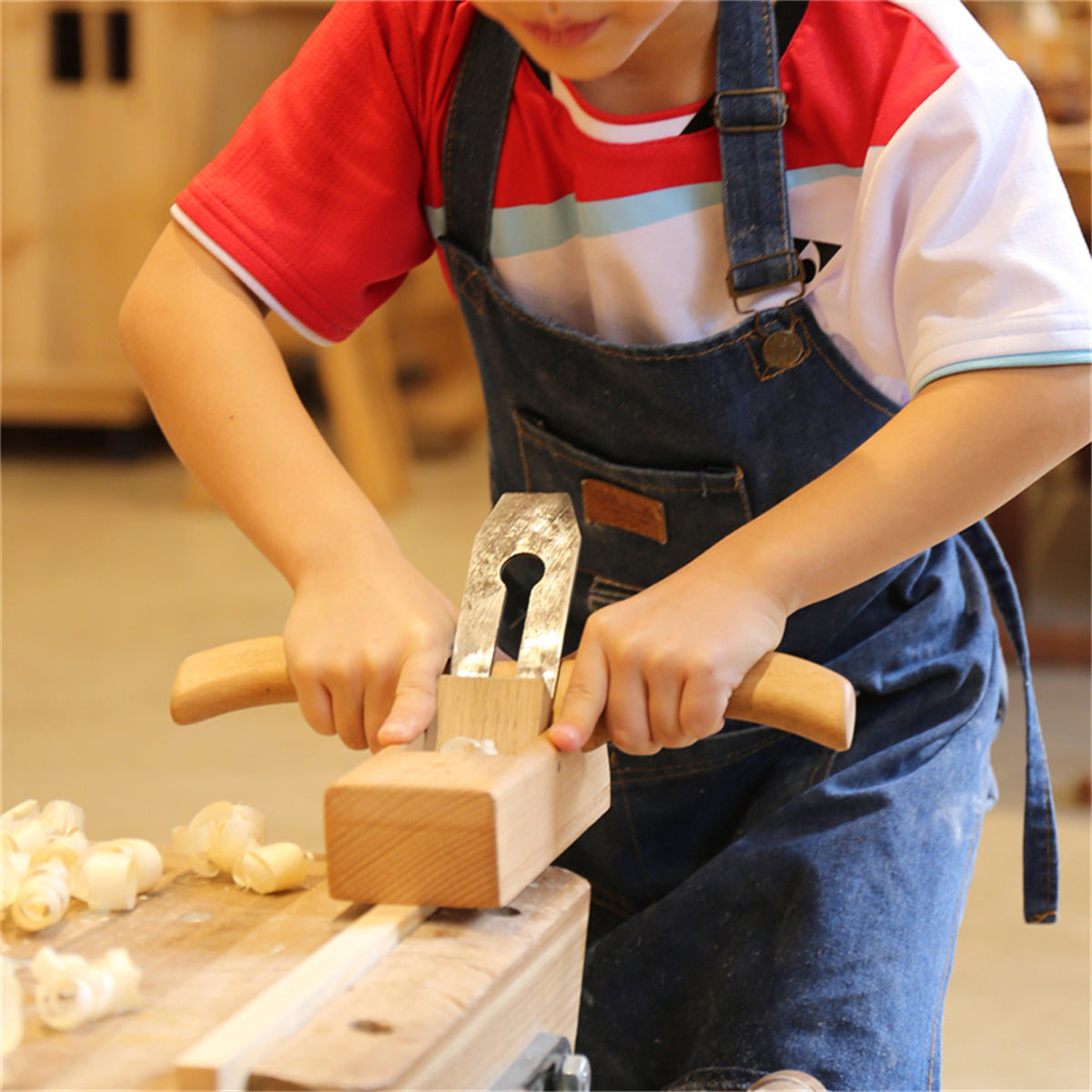Educational Kids Woodworking Plane - Safe Horn Push Plane with Superior Control for Junior Makers