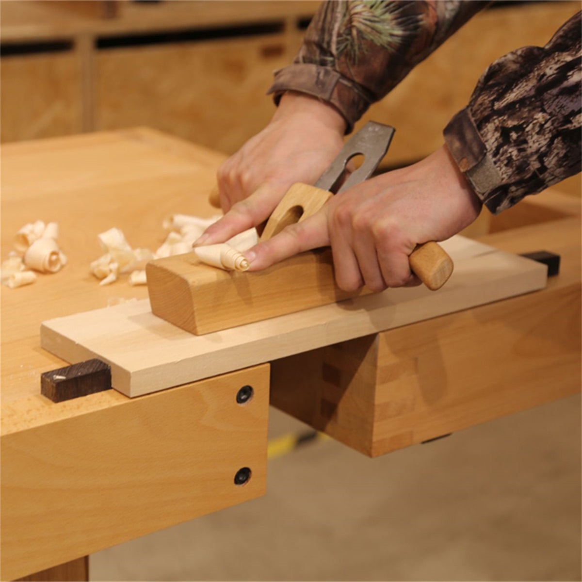 Multifunctional Solid Wood Workbench with Storage Cabinet - Professional Woodworking Sawing Table & Repair Station