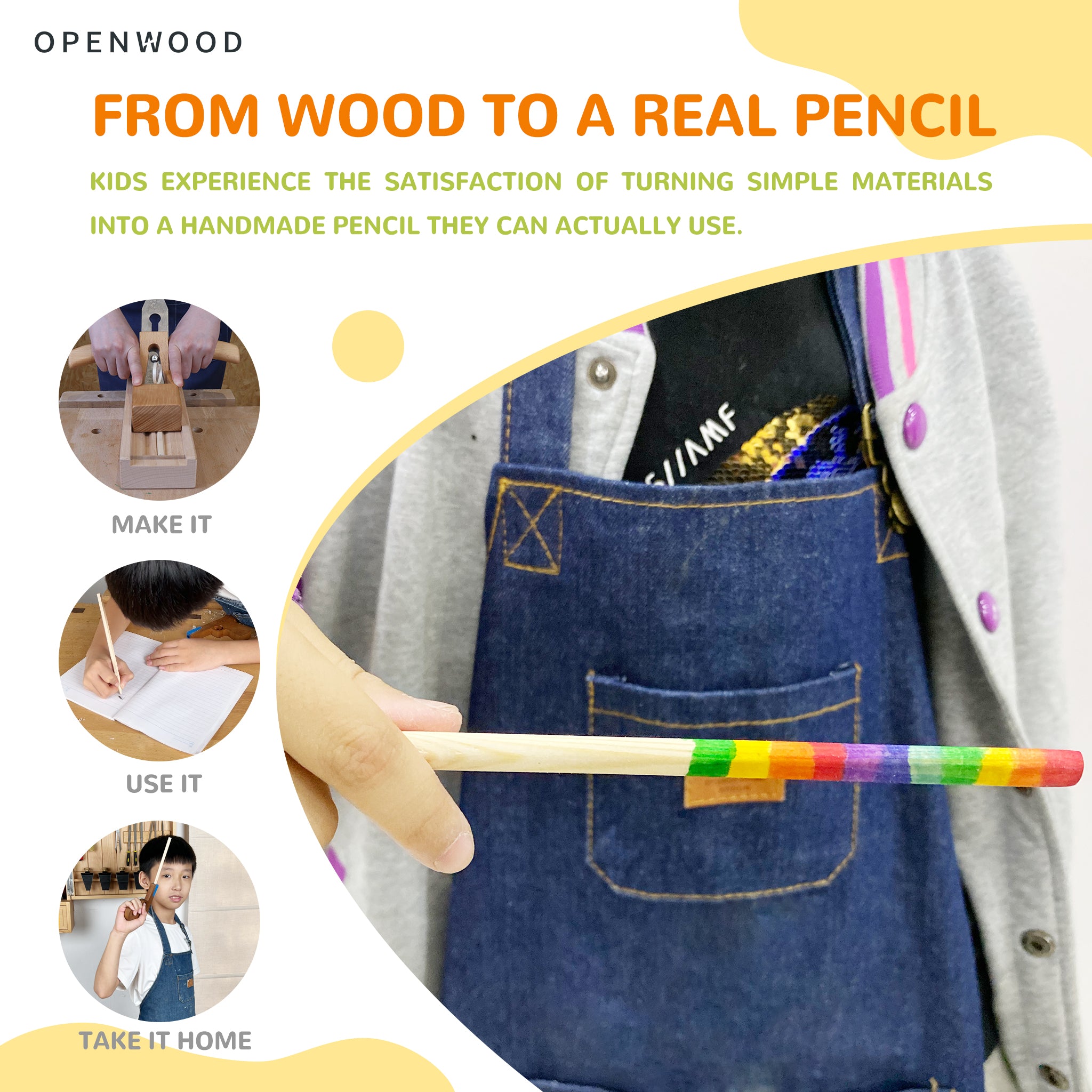 Kids DIY Wooden Pencil Making Kit｜Beginner Woodworking Tools for Hands-On Learning