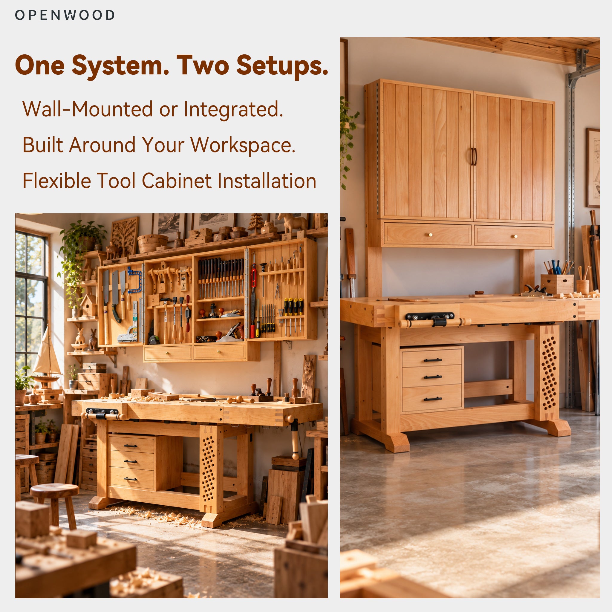 Professional Woodworking Workbench with Modular Tool Storage