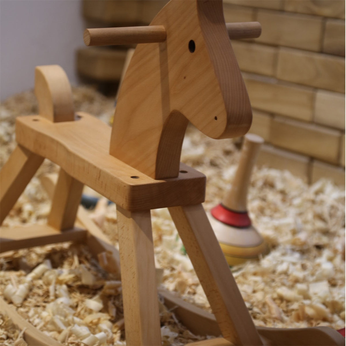 Solid European Beech Wood Rocking Horse - Sturdy Wooden Baby Toddler Ride-On Toy & Birthday Gift for Kids and Adults