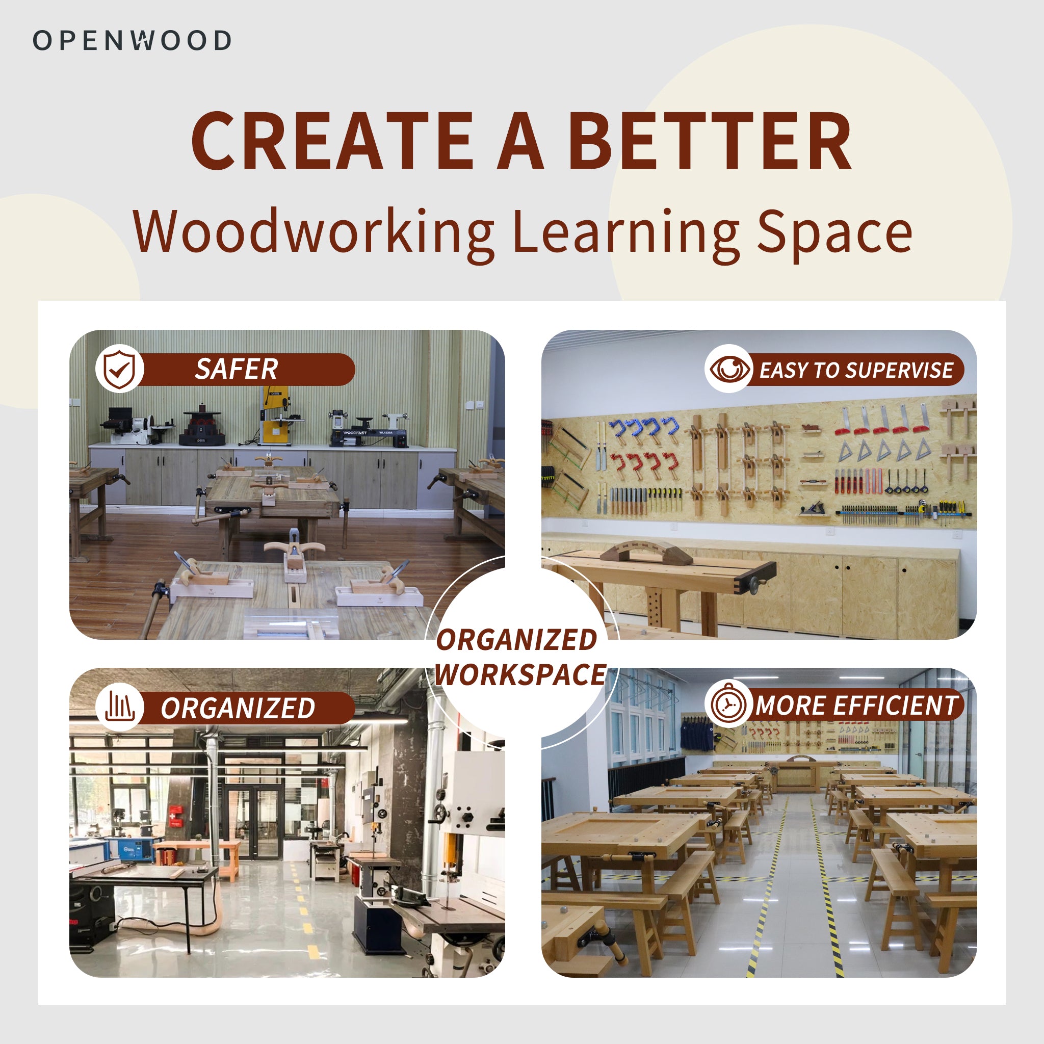 Custom layout solutions for woodworking workshops and woodworking classrooms｜Complete floor plan and equipment list