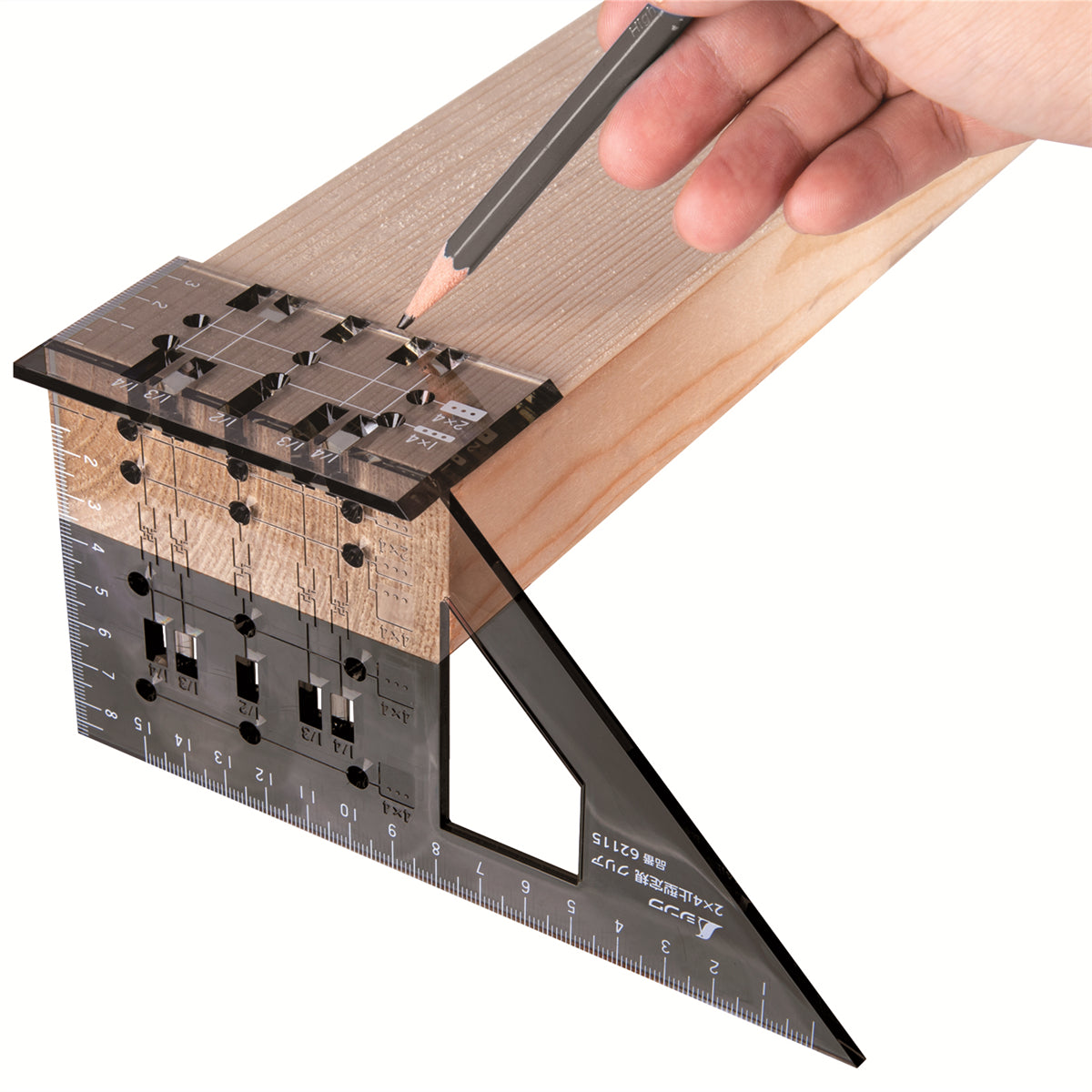 SHINWA Multifunctional Woodworking Scribing Ruler 45/90 Degree Transparent Marking Gauge Professional Carpenter Tool with Multiple Scales